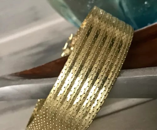 Vintage breites Teppicharmband Armband vergoldet Amerik. Doublè Andreas Daub AD