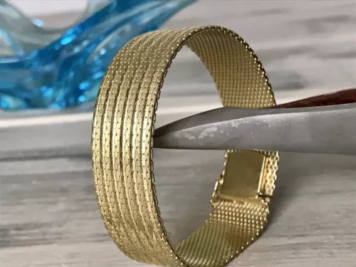 Vintage breites Teppicharmband Armband vergoldet Amerik. Doublè Andreas Daub AD