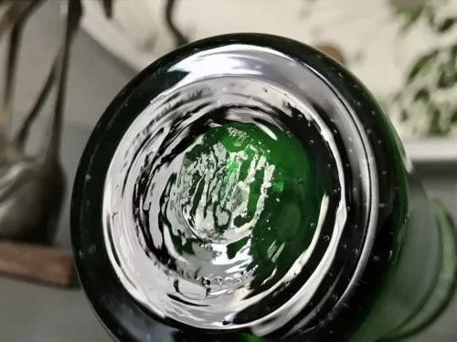 Vintage Vase Murano Glasvase grün Luftblasen Henkelvase
