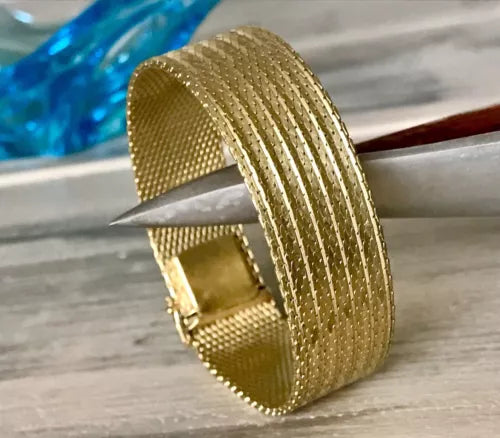 Vintage breites Teppicharmband Armband vergoldet Amerik. Doublè Andreas Daub AD