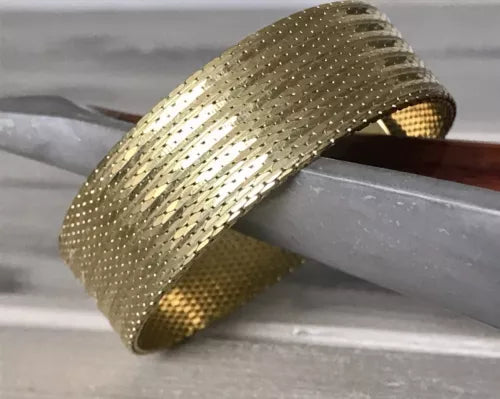 Vintage breites Teppicharmband Armband vergoldet Amerik. Doublè Andreas Daub AD