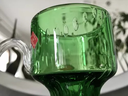 Vintage Vase Murano Glasvase grün Luftblasen Henkelvase
