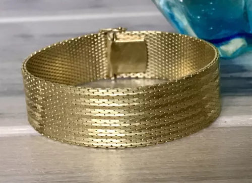 Vintage breites Teppicharmband Armband vergoldet Amerik. Doublè Andreas Daub AD