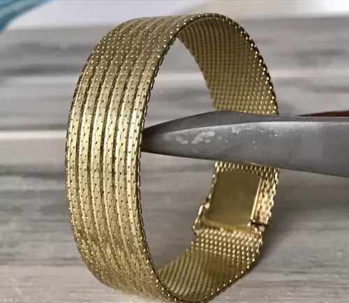 Vintage breites Teppicharmband Armband vergoldet Amerik. Doublè Andreas Daub AD