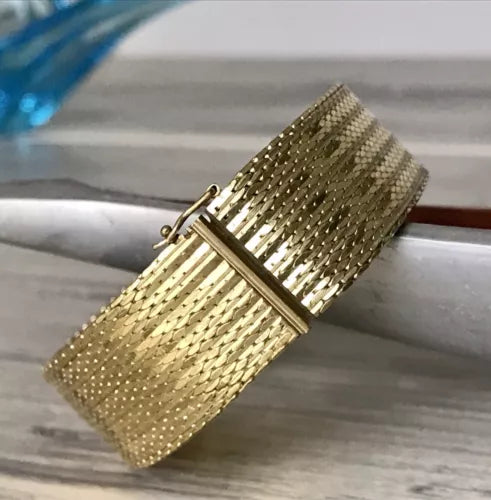 Vintage breites Teppicharmband Armband vergoldet Amerik. Doublè Andreas Daub AD