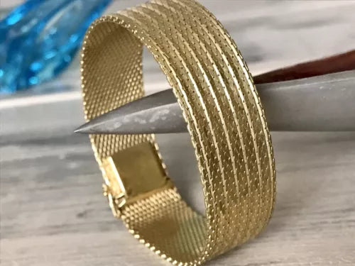 Vintage breites Teppicharmband Armband vergoldet Amerik. Doublè Andreas Daub AD