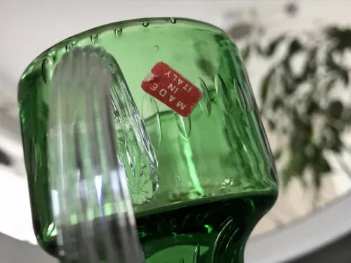 Vintage Vase Murano Glasvase grün Luftblasen Henkelvase