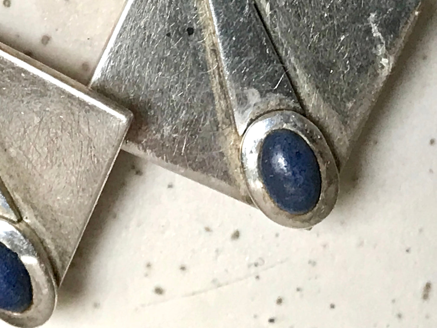 Alt Vintage Modern Ohrringe Ohrhänger DAMEN 925 Silber blauer Stein Sodalith?