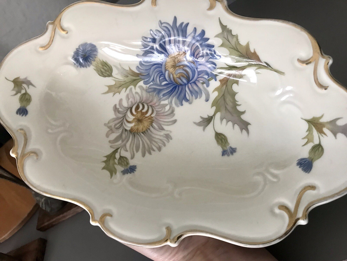 Antik Art Déco Porzellan Schale Zierschale Carstens Sorau Distel Ingrid