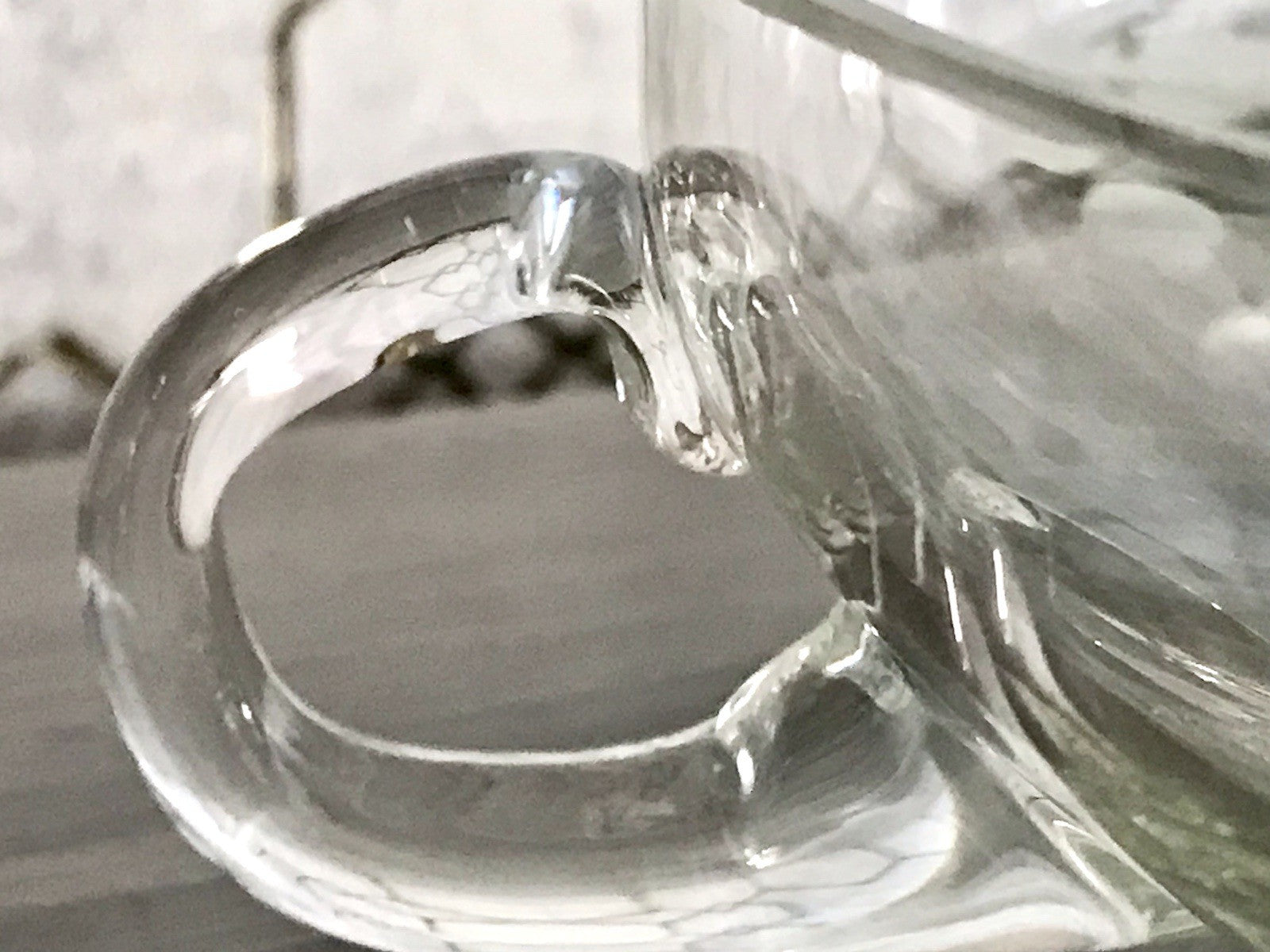 Antik EDEL Art Déco Schale Glasschale mundgeblasen geschliffen mit Henkeln