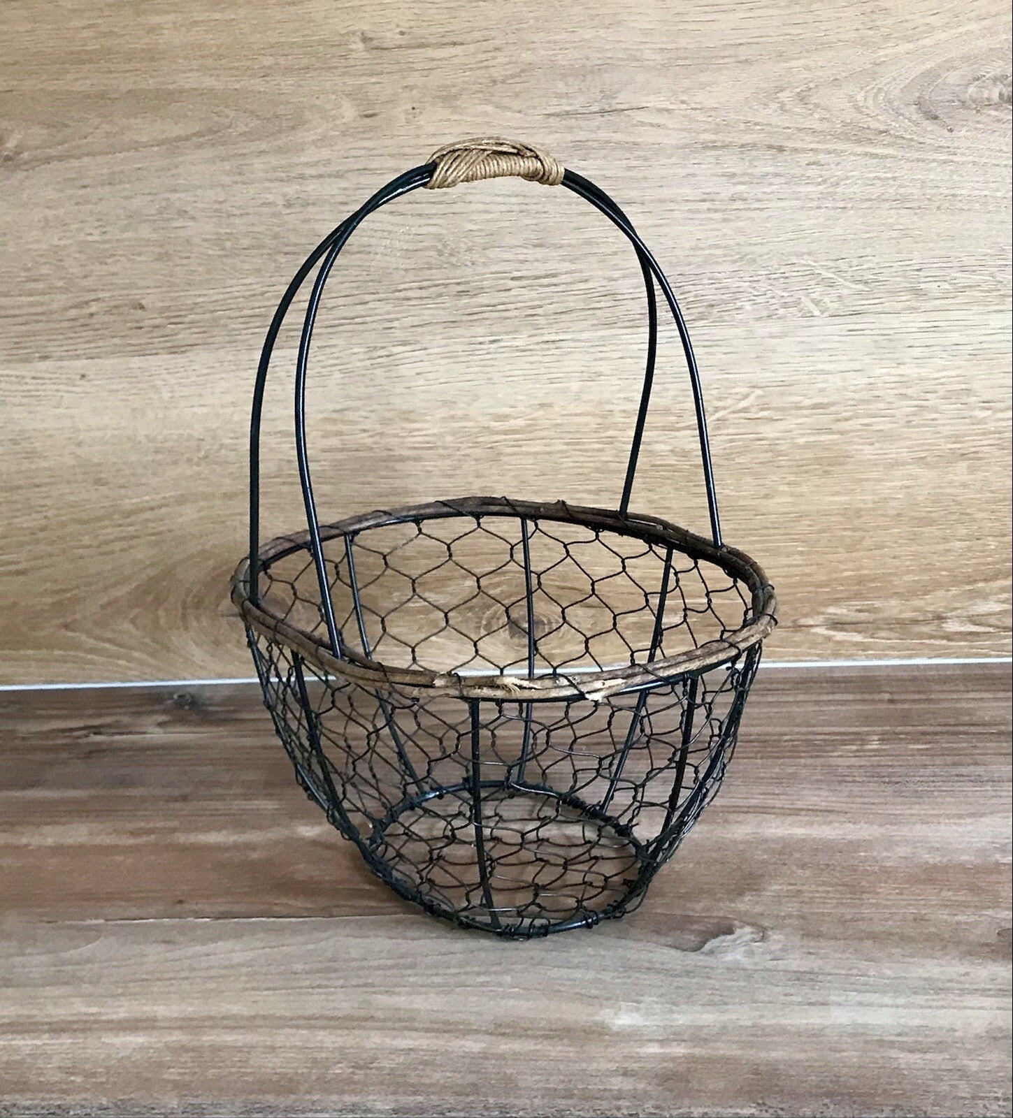 Alt Vintage 60er Korb Metallkorb  Weide schwarz&braun