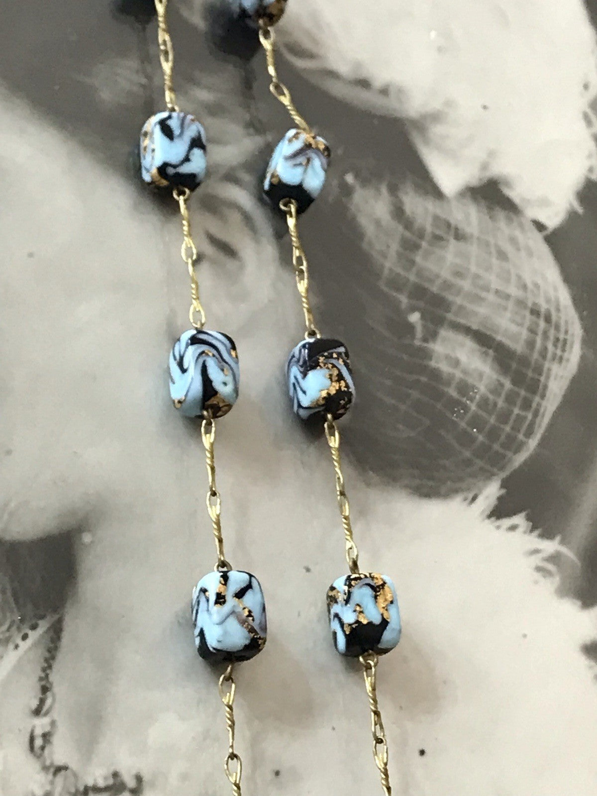 Alt Edel Vintage Halskette Kette Murano Perlen Sehr Schön