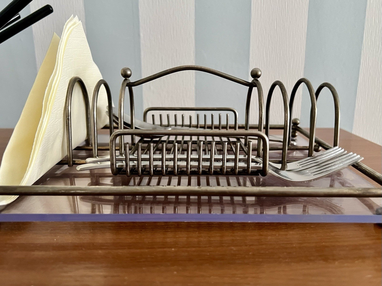 Vintage Mid Century 60er Esstisch Organizer Caddy Halter versilbert
