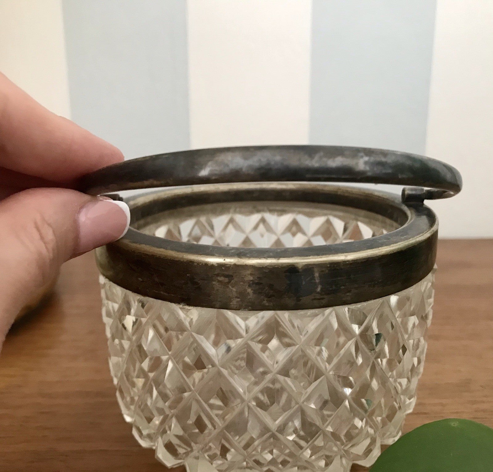 Antik Bonboniere Glasdose Dose Bleikristall edel Schliff Baccarat? versilbert