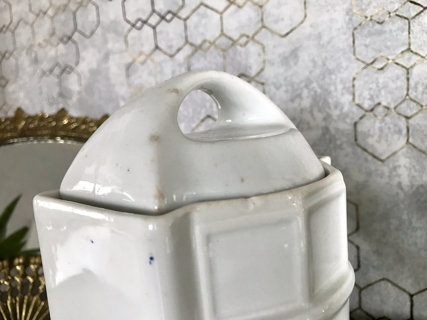 Antik Porzellan Dose Vorratsgefäß Vorratsdose Graupen Rosen Jugendstil Art Déco