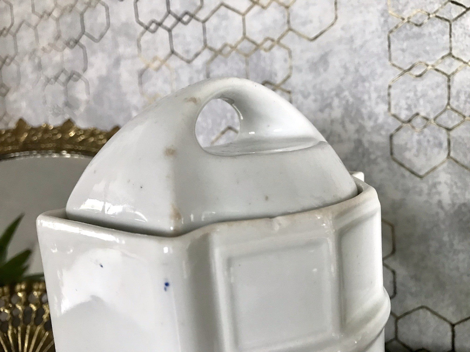 Antik Porzellan Dose Vorratsgefäß Vorratsdose Graupen Rosen Jugendstil Art Déco