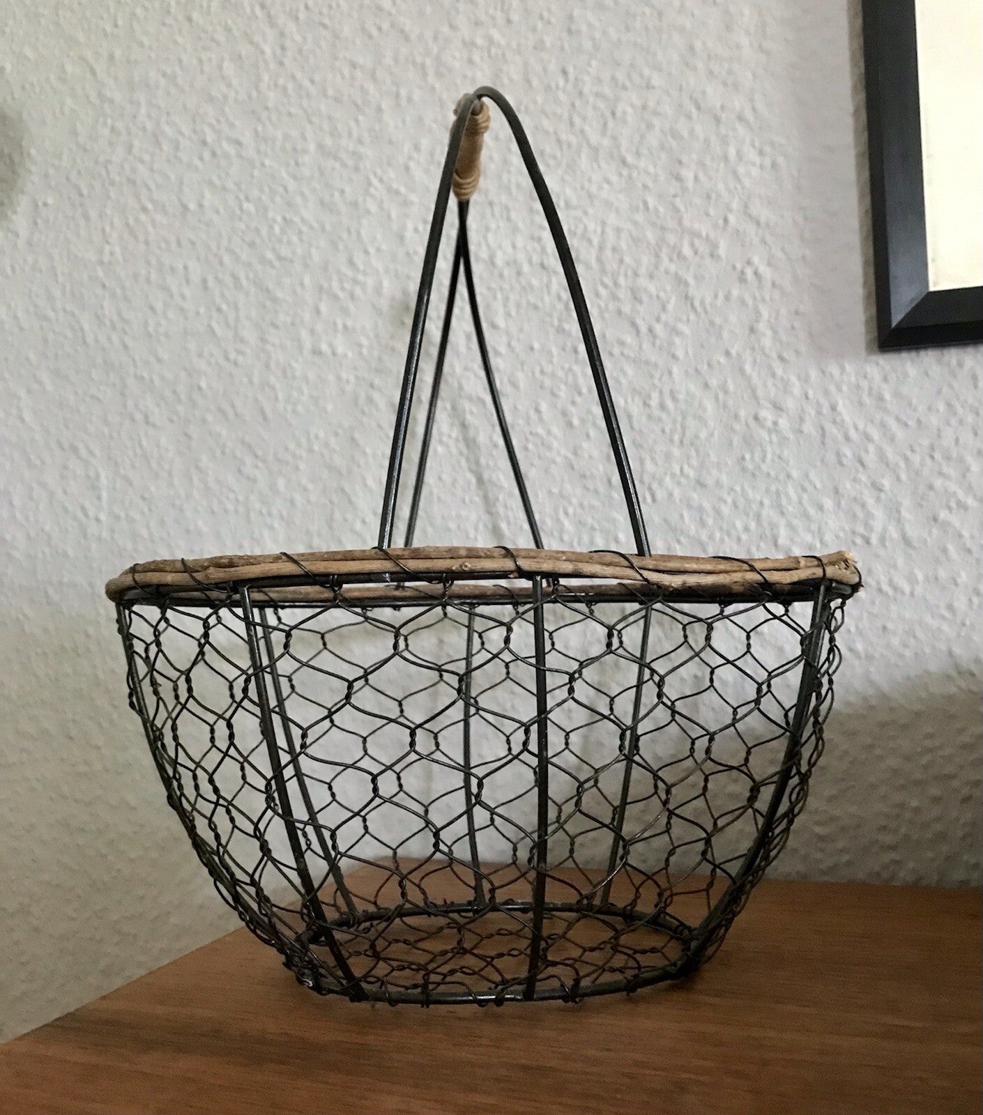 Alt Vintage 60er Korb Metallkorb  Weide schwarz&braun