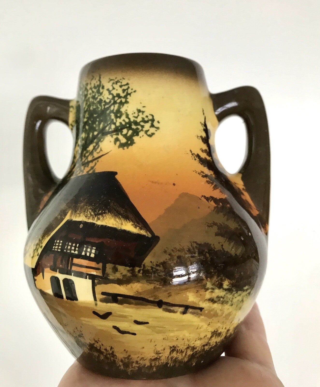 Antik  Keramik Majolika Schramberg  Vase Väschen handbemalt