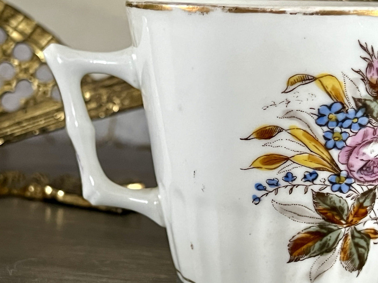 Antik Porzellan Andenken Becher Sammeltasse Tasse Gott segne dieses Bund