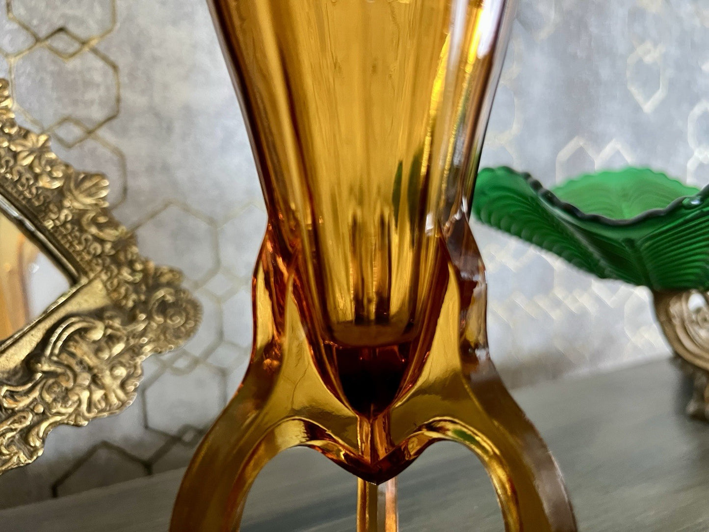 Art Déco 1 Vase Glasvase Pressglas Antik Bernstein Gelb Amber Glas Stölzle?
