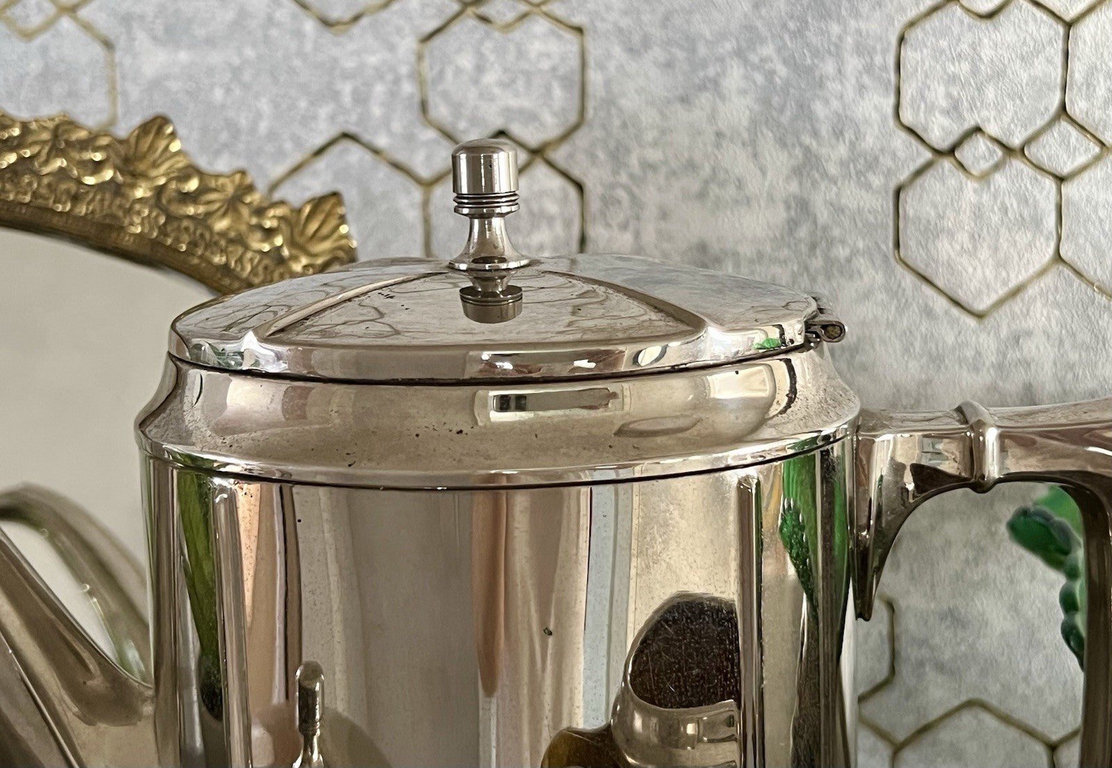 Antik Jugendstil Kaffee Kernstück Zuckerdose Rahmgießer Kanne vernickelt?