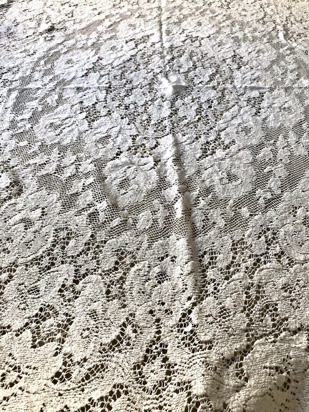 Antik Filetspitze Tischdecke Rund oval weiß Baumwolle Spitze Landhaus