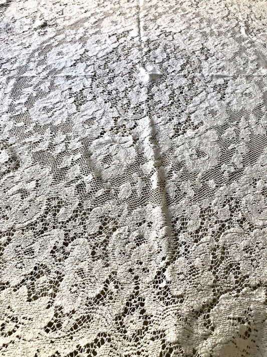 Antik Filetspitze Tischdecke Rund oval weiß Baumwolle Spitze Landhaus