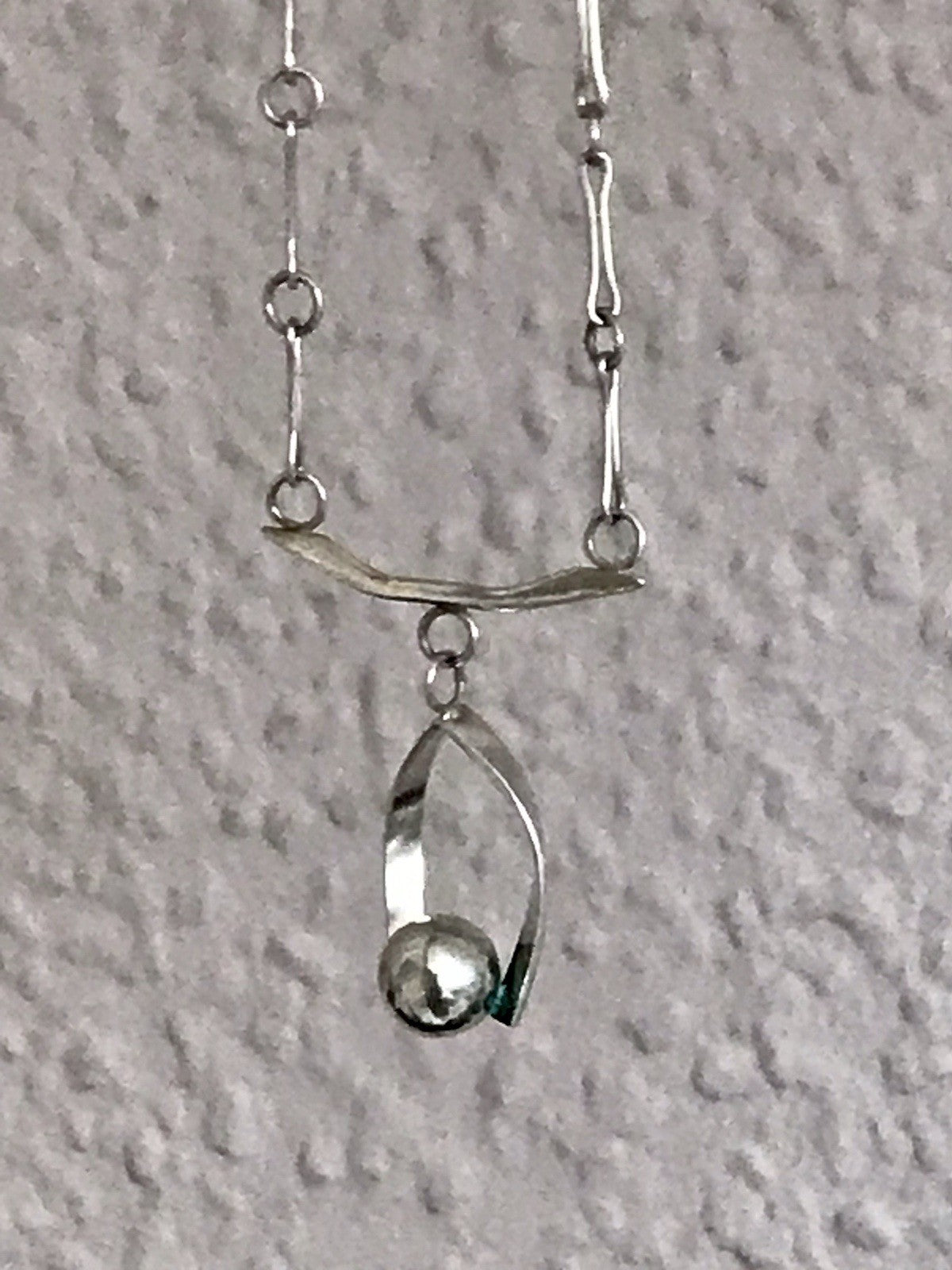 Vintage Modernist Designer 925 Silber Collier Halskette Kette Collier Polen