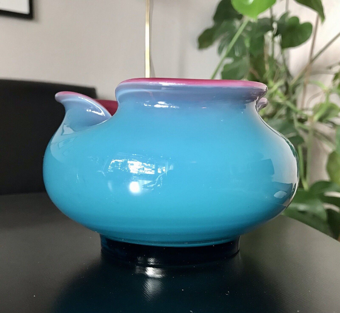 Murano 60er Vintage Jahre Aschenbecher Schale Glas blau Pflaume