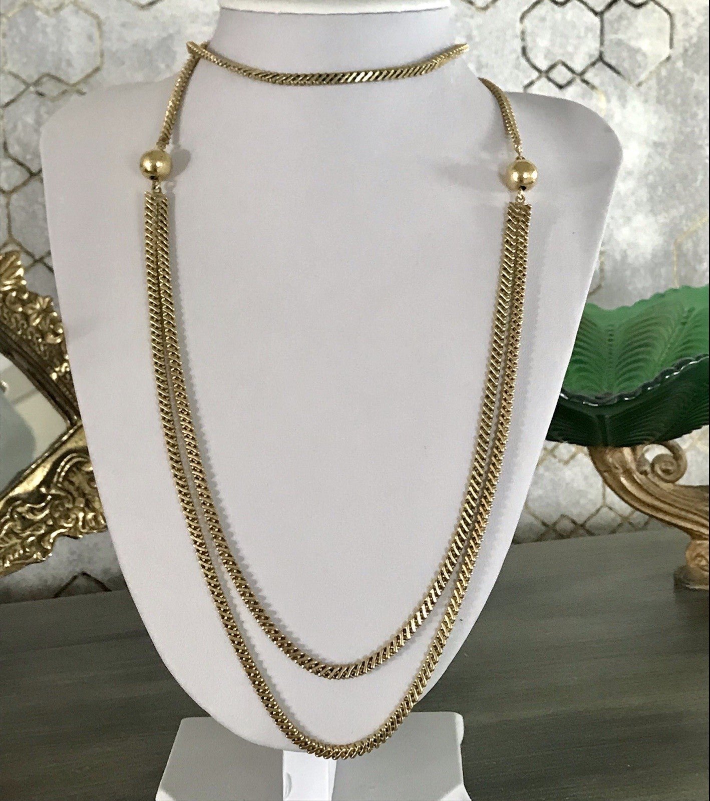 Vintage lange Halskette Amerik. Doublè gold Massiv Sehr SCHÖN Andreas Daub