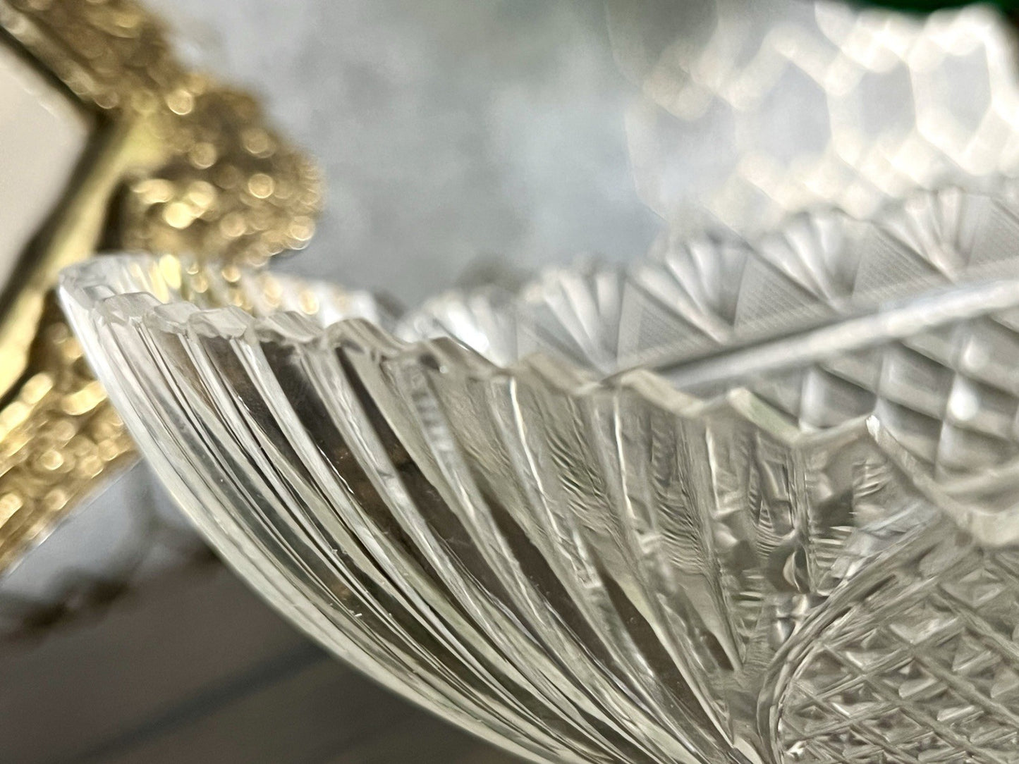 Antik Bleikristall Schale Glasschale Jardiniere Kristallglas Schiffchen Schliff