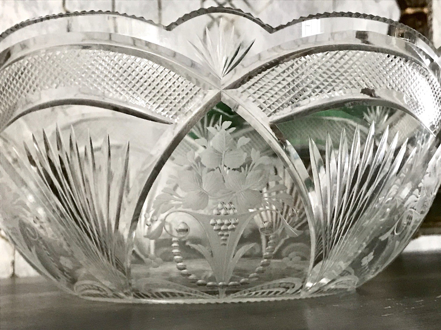 Antik Jugendstil SEHR EDEL Glasschale Schale Kristallglas Glas Schliff geätzt?