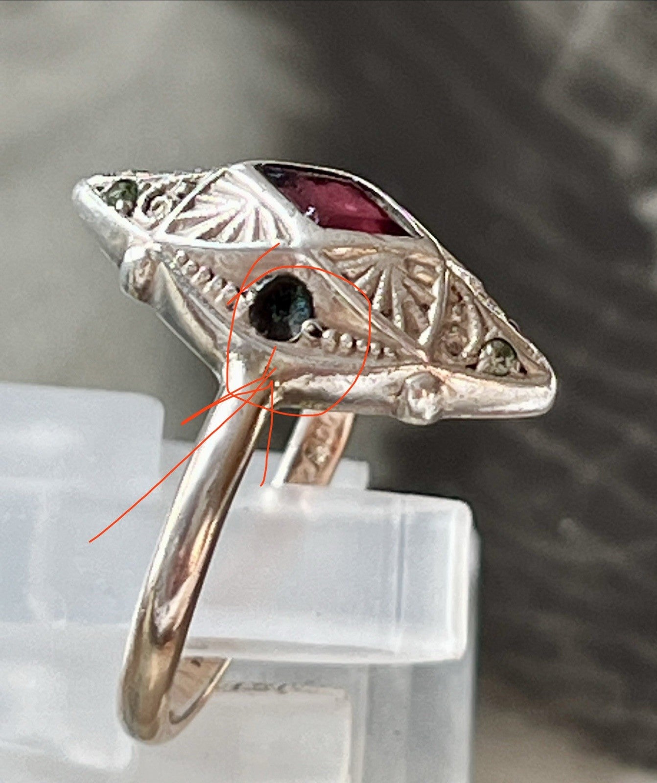 Antik Art Déco Damen Ring bunte Steine Silber 800 Gr.51/52
