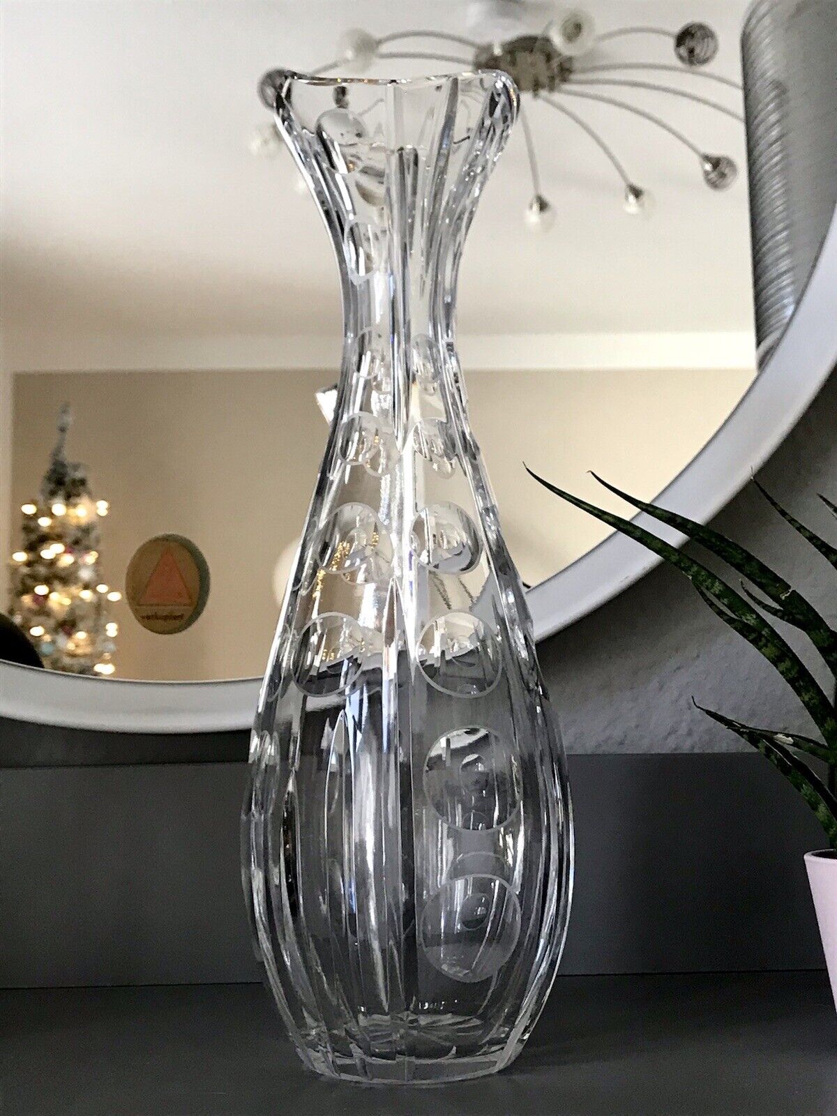 Edel! Vintage 60er 70er Vase Glasvase Kristallglas Space Age wunderschön! MCM