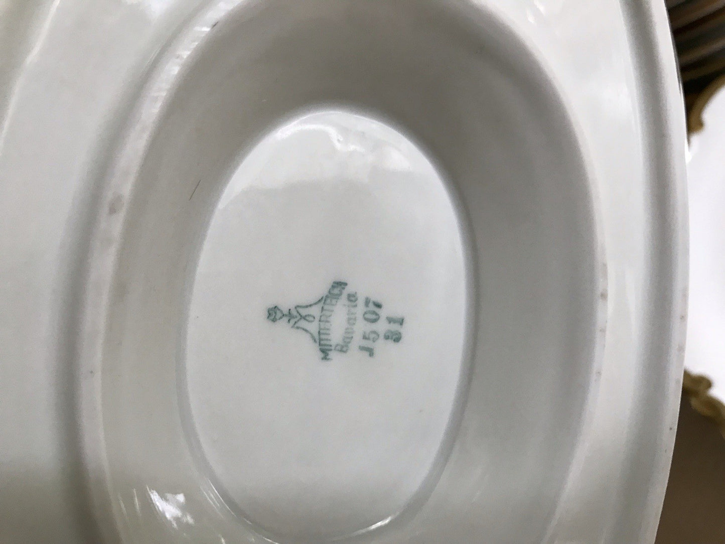 Antik Art Déco Porzellan Tafelservice goldene Ranke EDEL Mitterteich 12 Personen
