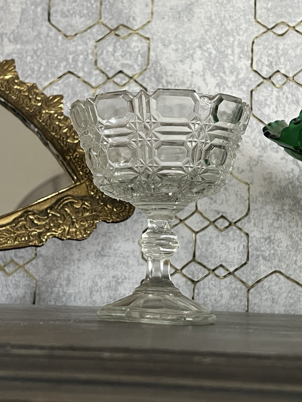 Antik Jugendstil Art Déco Pressglas Glas Fußschale Schale Zuckerschale
