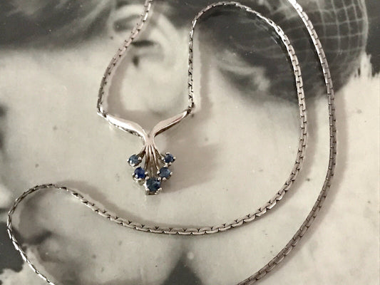 Antik Edel Jugendstil 925 Silber Collier Halskette Saphire? SCHÖN