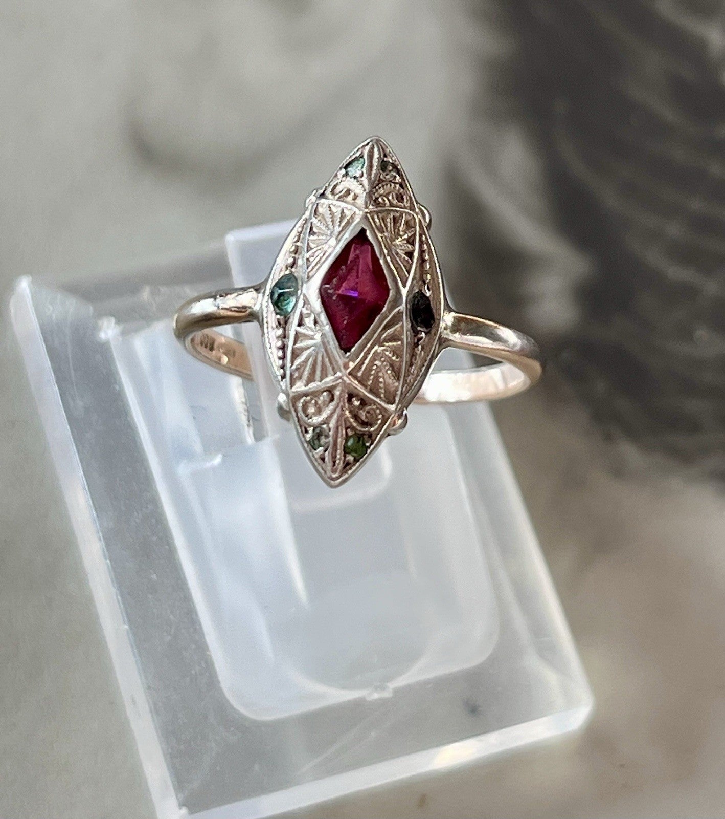 Antik Art Déco Damen Ring bunte Steine Silber 800 Gr.51/52