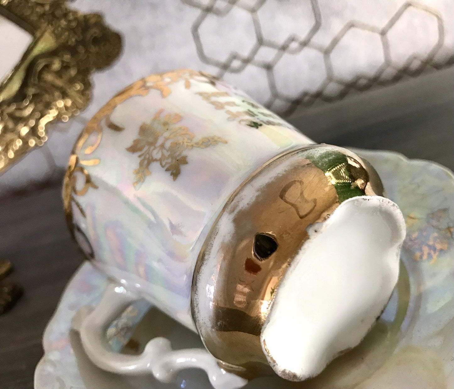 Antik Porzellan Andenken Becher Gedeck Sammeltasse Tasse Geburtstag Kind