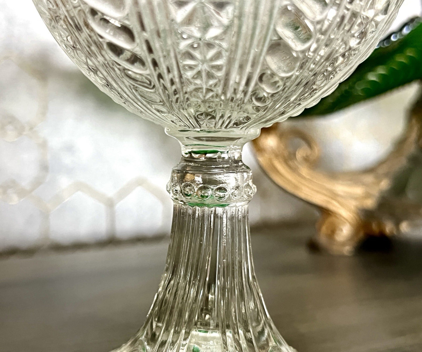 Antik Jugendstil Art Déco Pressglas Glas Fußschale Schale Zuckerschale