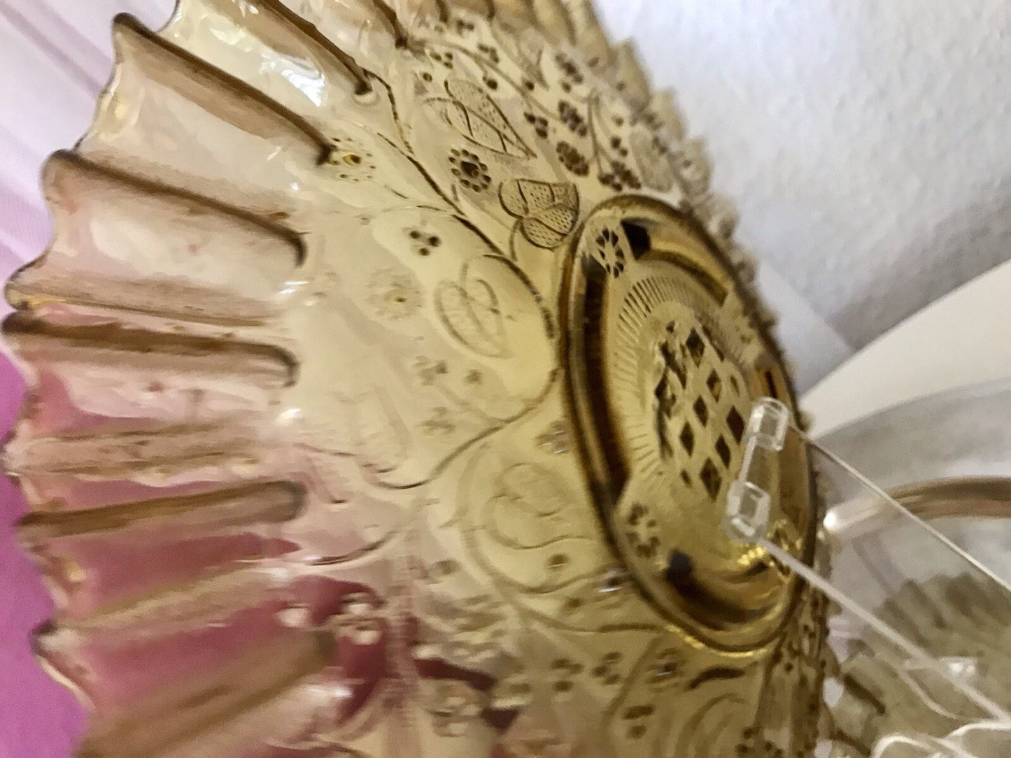 Antik Jugendstil Serviettenrand Pressglas Schale Glas Fenne Ewald Gelb Selten!