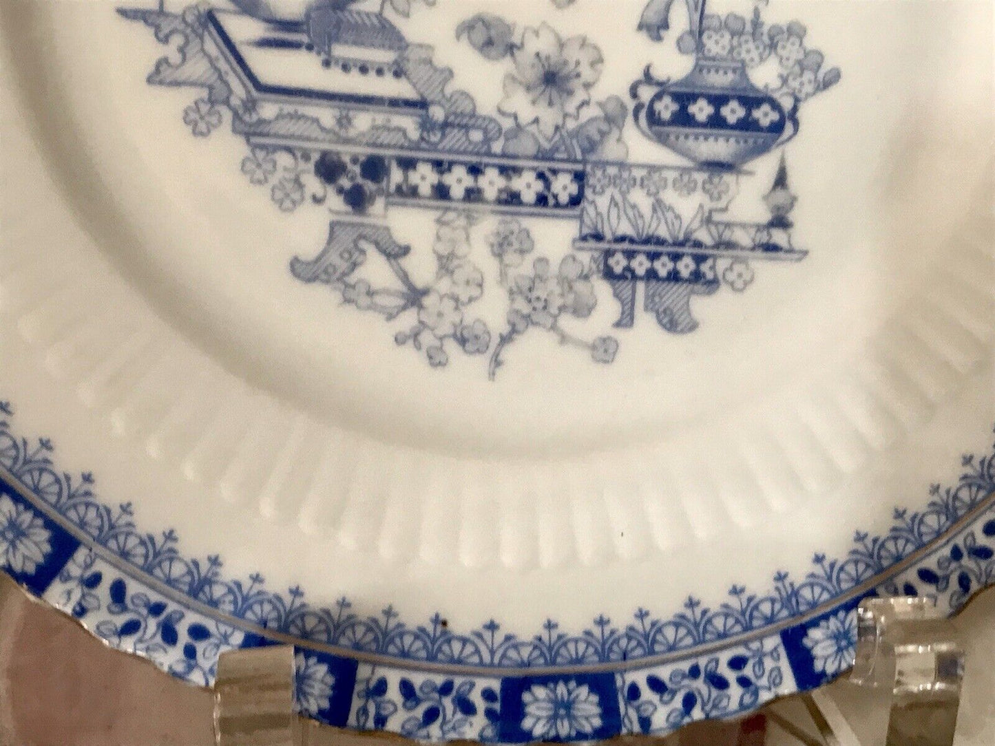 Antik Art Déco Porzellan Kuchenplatte Kuchenteller China Blau