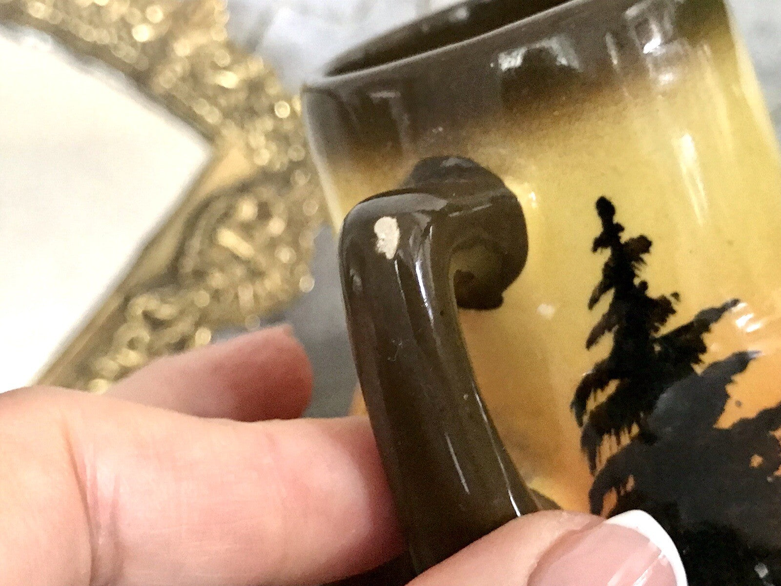 Antik  Keramik Majolika Schramberg  Vase Väschen handbemalt