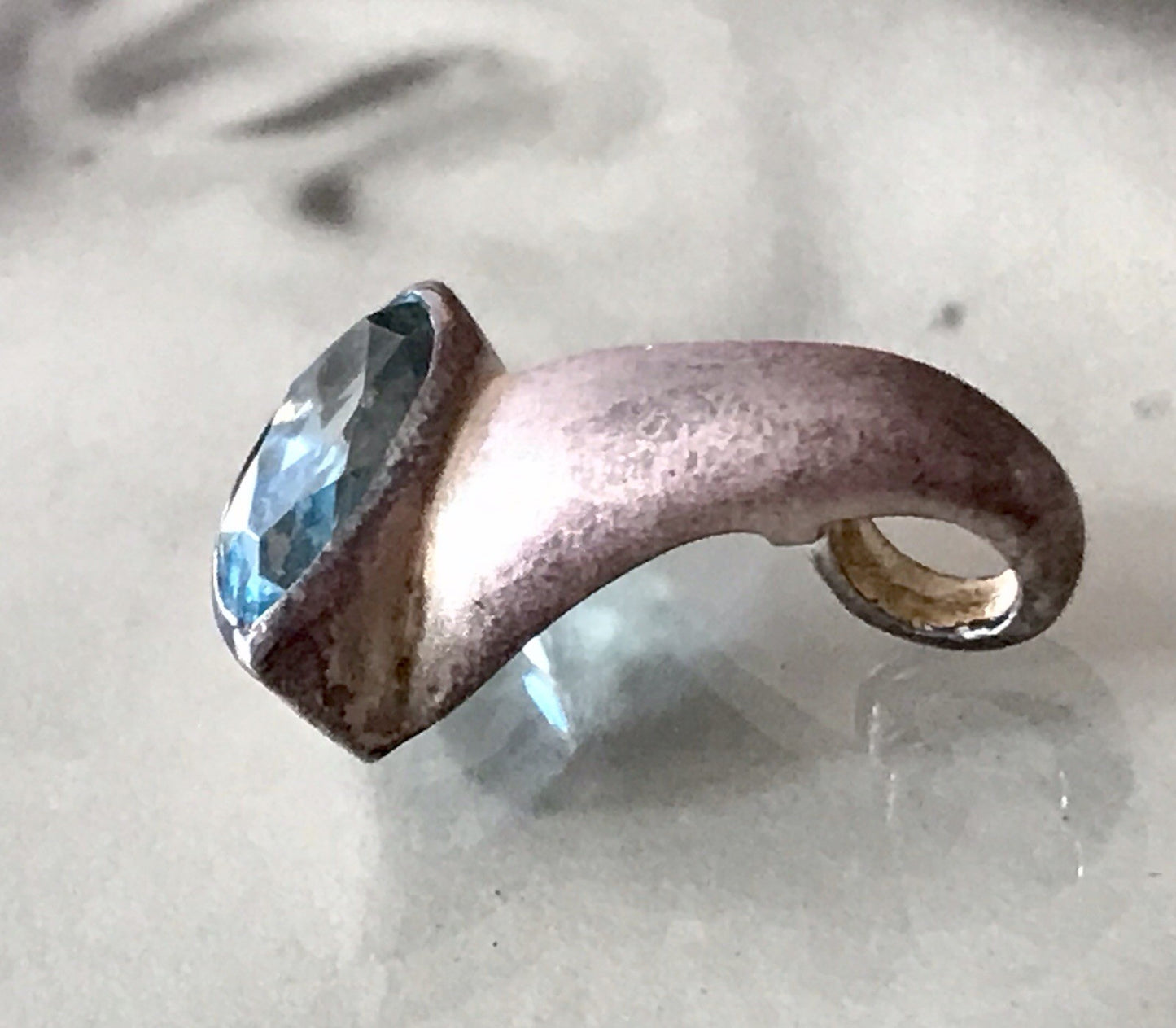 Vintage Kettenanhänger Anhänger Silber blauer Stein Designer