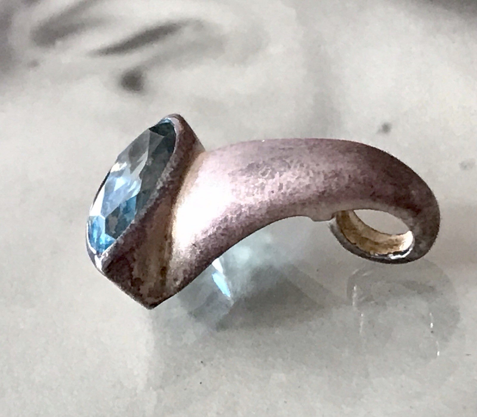 Vintage Kettenanhänger Anhänger Silber blauer Stein Designer