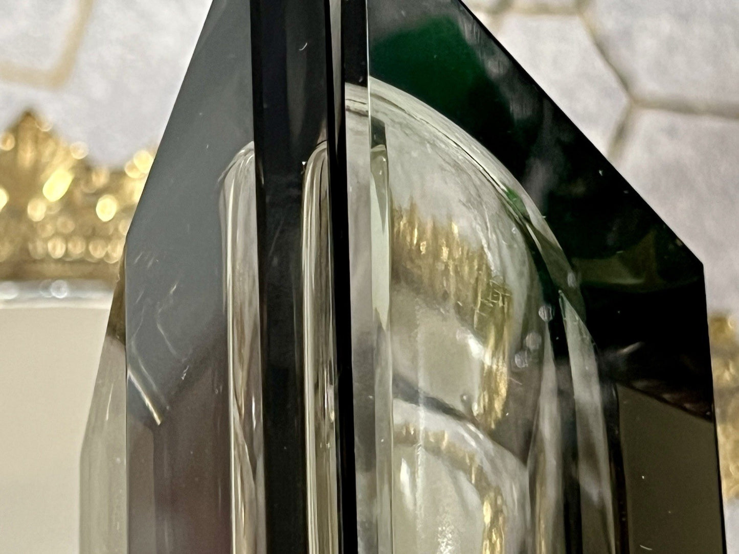 EDEL Art Déco antik Glasdose Kristallglas Frisiertisch Dose grau Schliff