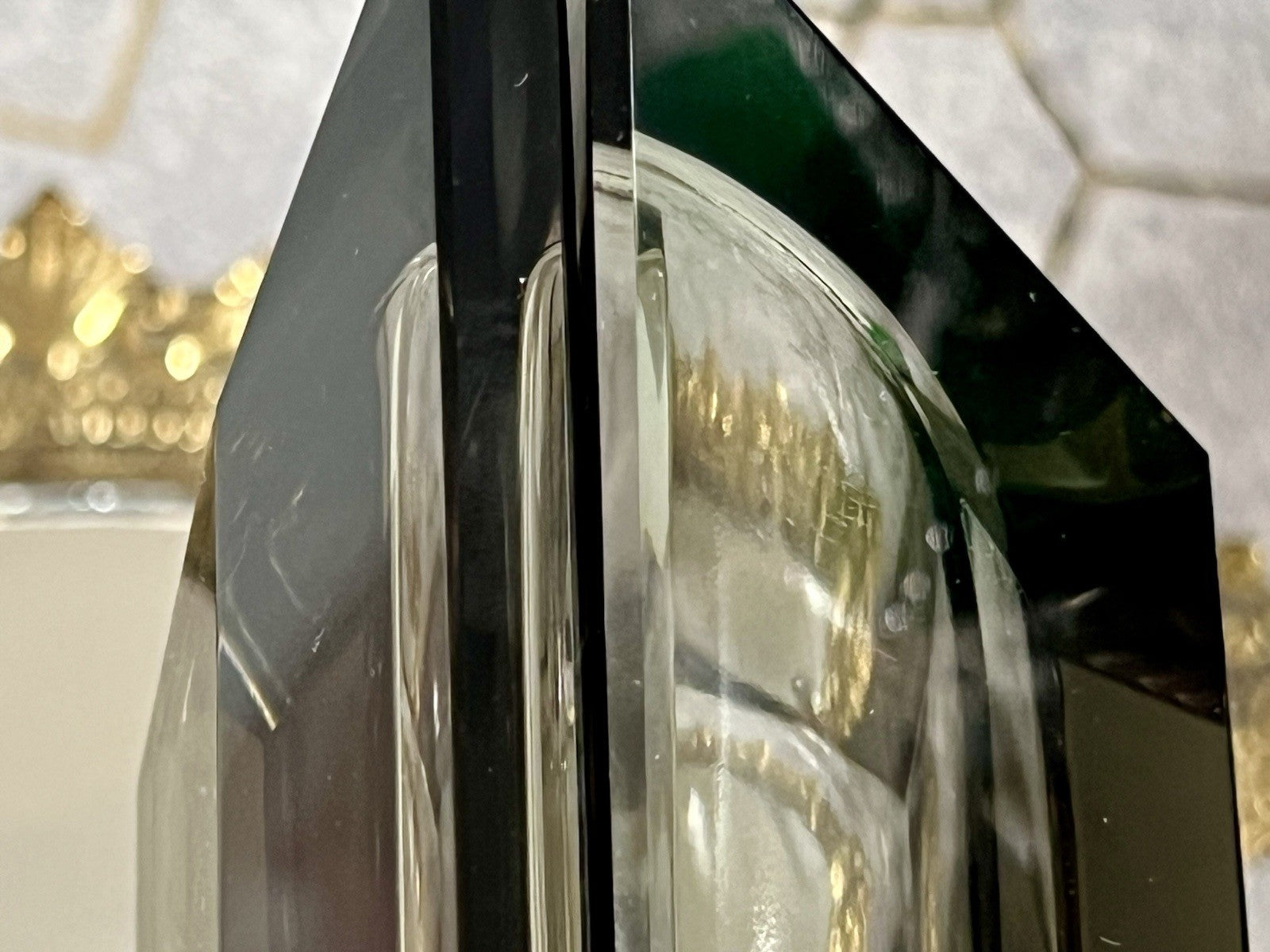 EDEL Art Déco antik Glasdose Kristallglas Frisiertisch Dose grau Schliff