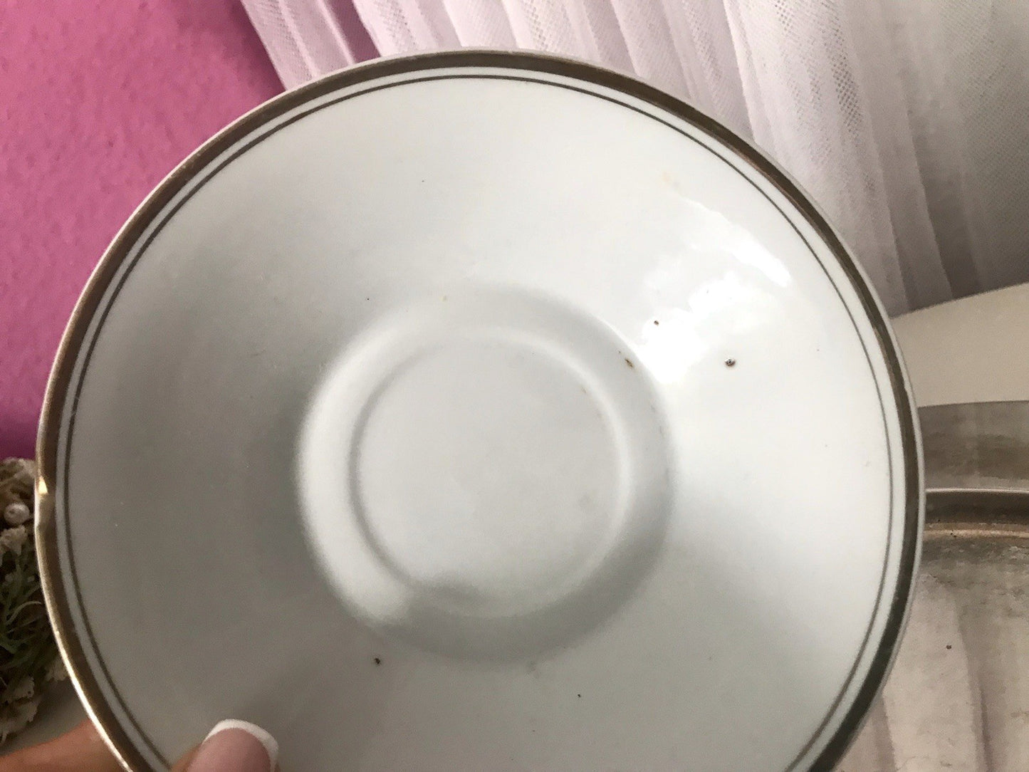 Antik Porzellan Andenken Becher Gedeck Sammeltasse Tasse „Dem Hausherrn“