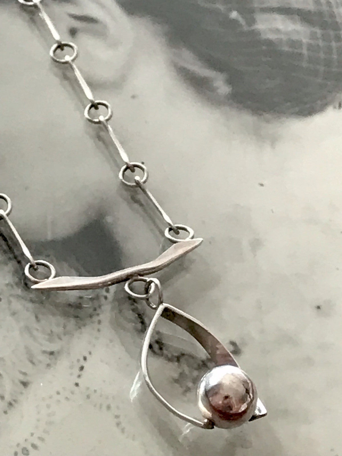 Vintage Modernist Designer 925 Silber Collier Halskette Kette Collier Polen