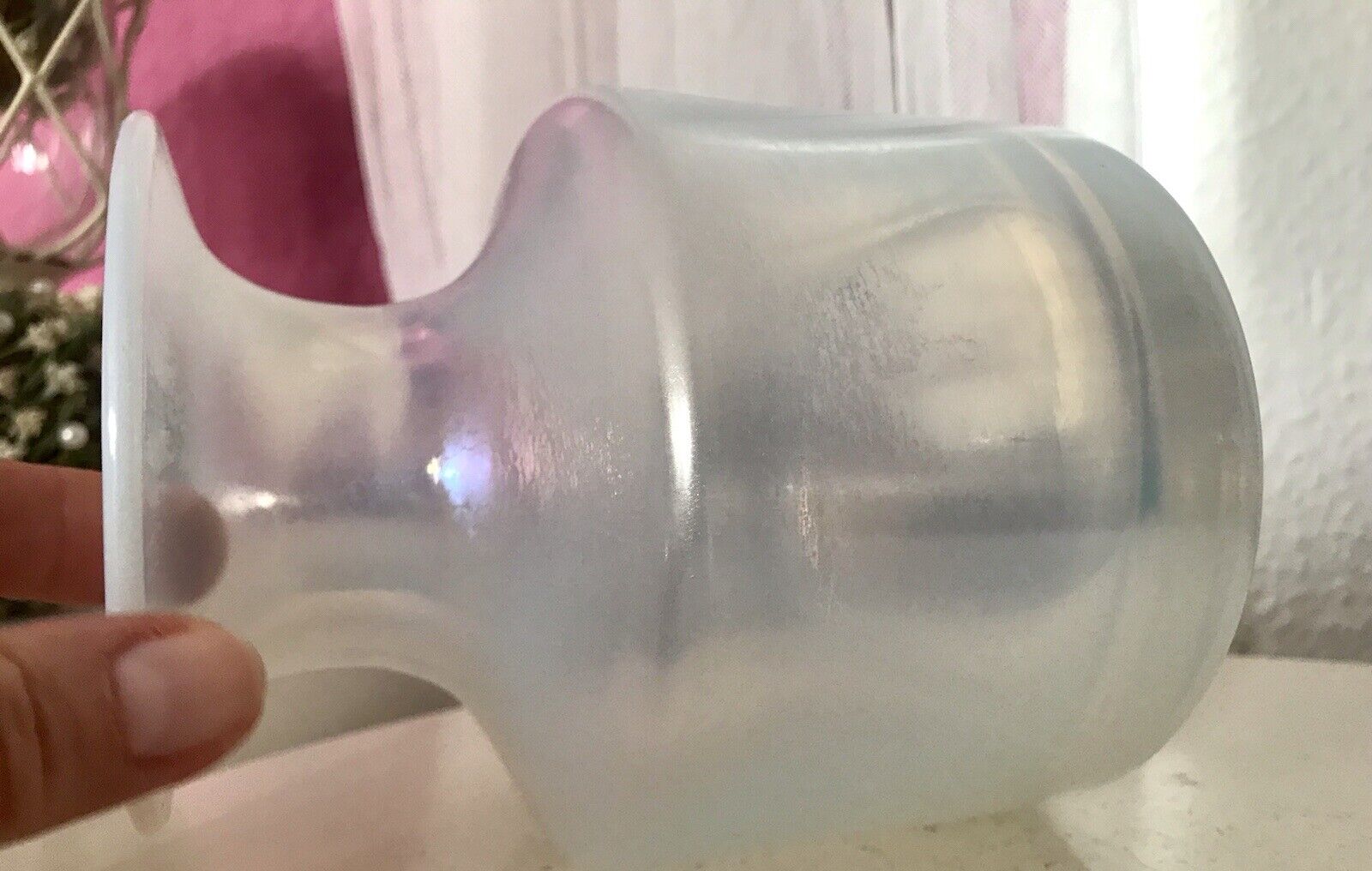 Vintage Glasvase Glaskunst Vase edel Glashütte Eisch irisierende „Eiskönigin“